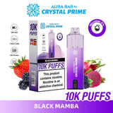 Aura Bar 10000 Disposable Vape By Crystal Prime - Pack of 5 - Black Mamba