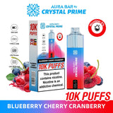 Aura Bar 10000 Disposable Vape By Crystal Prime - Pack of 5 - Blueberry Cherry Cranberry