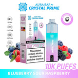 Aura Bar 10000 Disposable Vape By Crystal Prime - Pack of 5 - Blueberry Sour Raspberry
