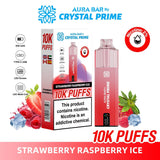 Aura Bar 10000 Disposable Vape By Crystal Prime - Pack of 5 - Strawberry Raspberry Ice