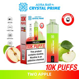 Aura Bar 10000 Disposable Vape By Crystal Prime - Pack of 5 - Two Apple