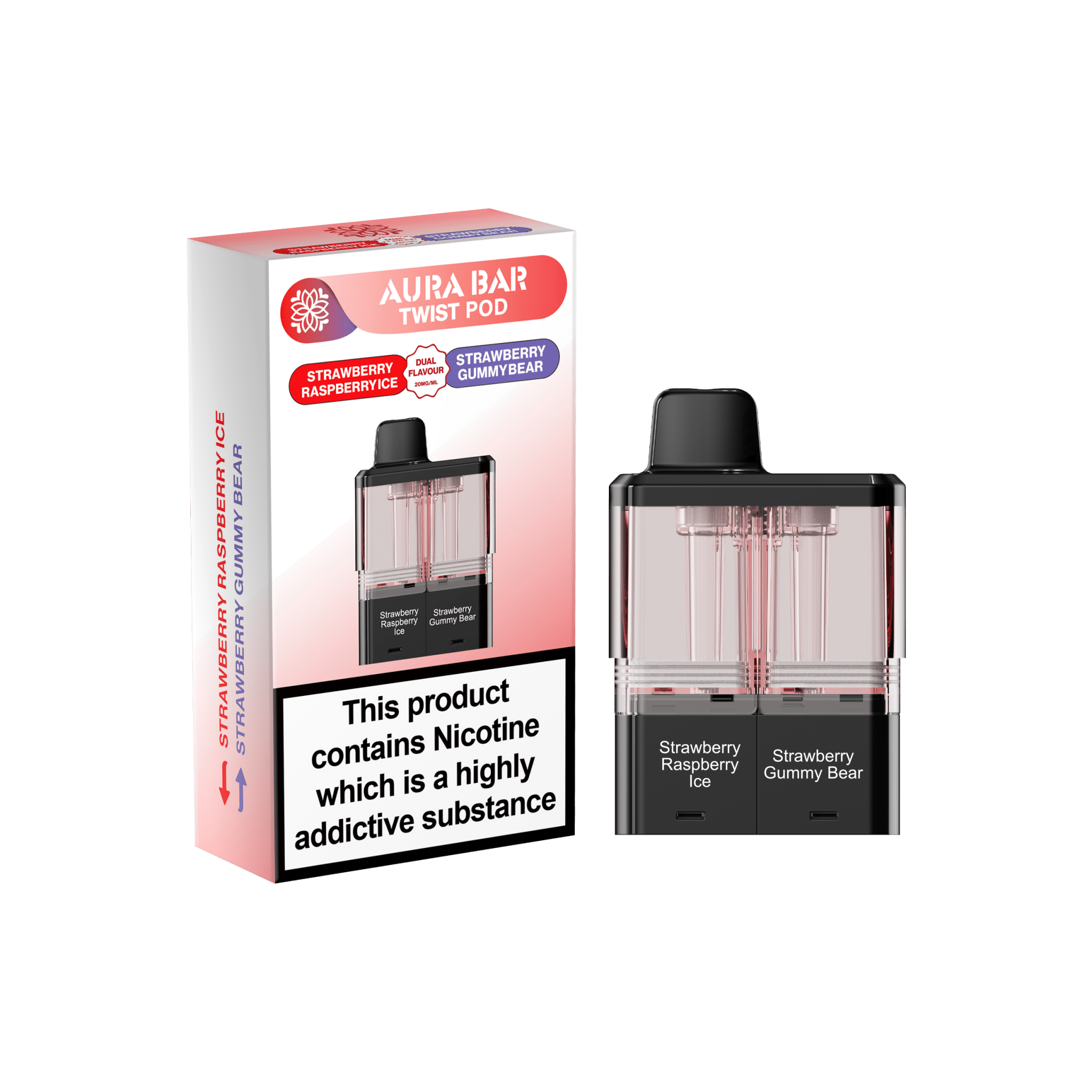 Aura Bar Twist 40k Replacement Pods - Strawberry Raspberry Ice / Strawberry Gummy Bear