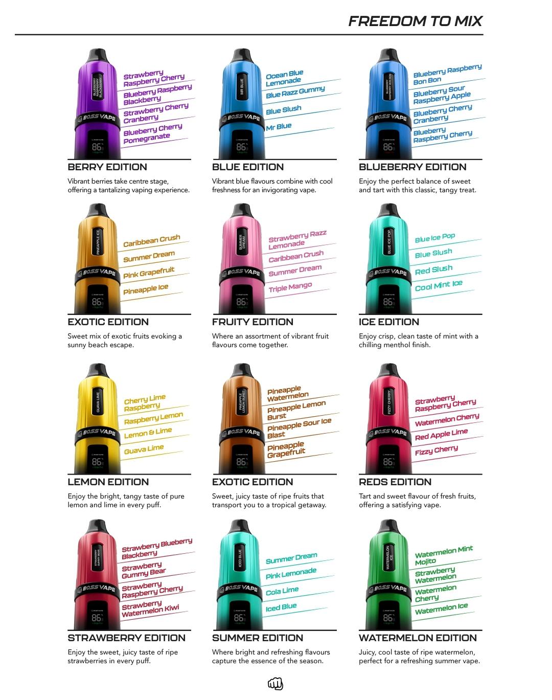 Boss Vape 3000 Prefilled Vape Box of 5 | 8 in 1 Edition - Berry Edition