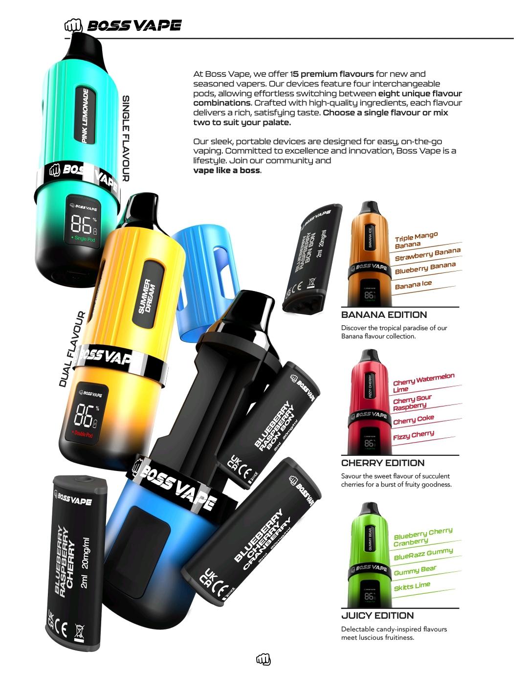 Boss Vape 3000 Prefilled Vape Box of 5 | 8 in 1 Edition - Berry Edition