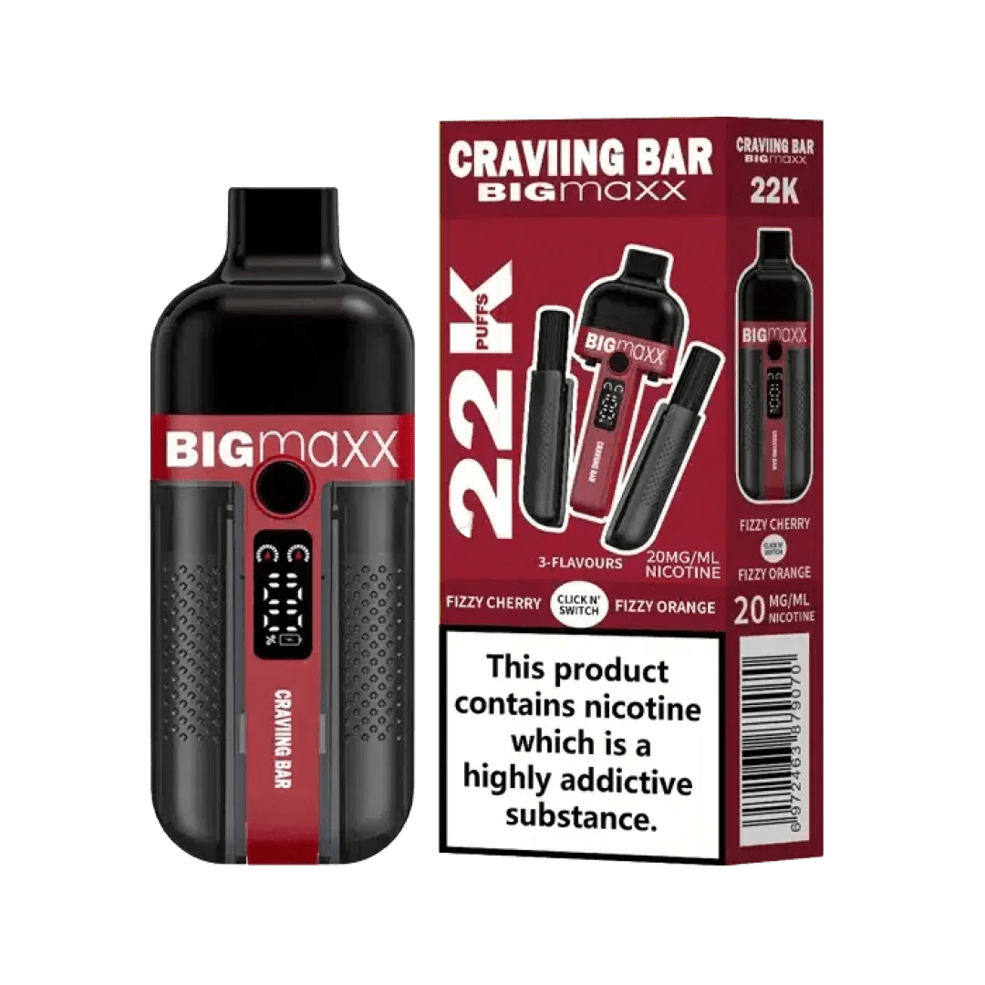 Craving Bar Big Max 22k Prefilled Pod Box of 5 - Fizzy Cherry / Fizzy Orange
