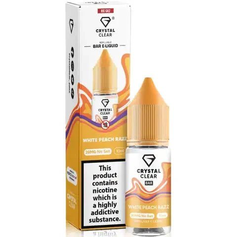 Crystal Clear Nic Salts 10ml - Pack of 10 - White Peach Razz