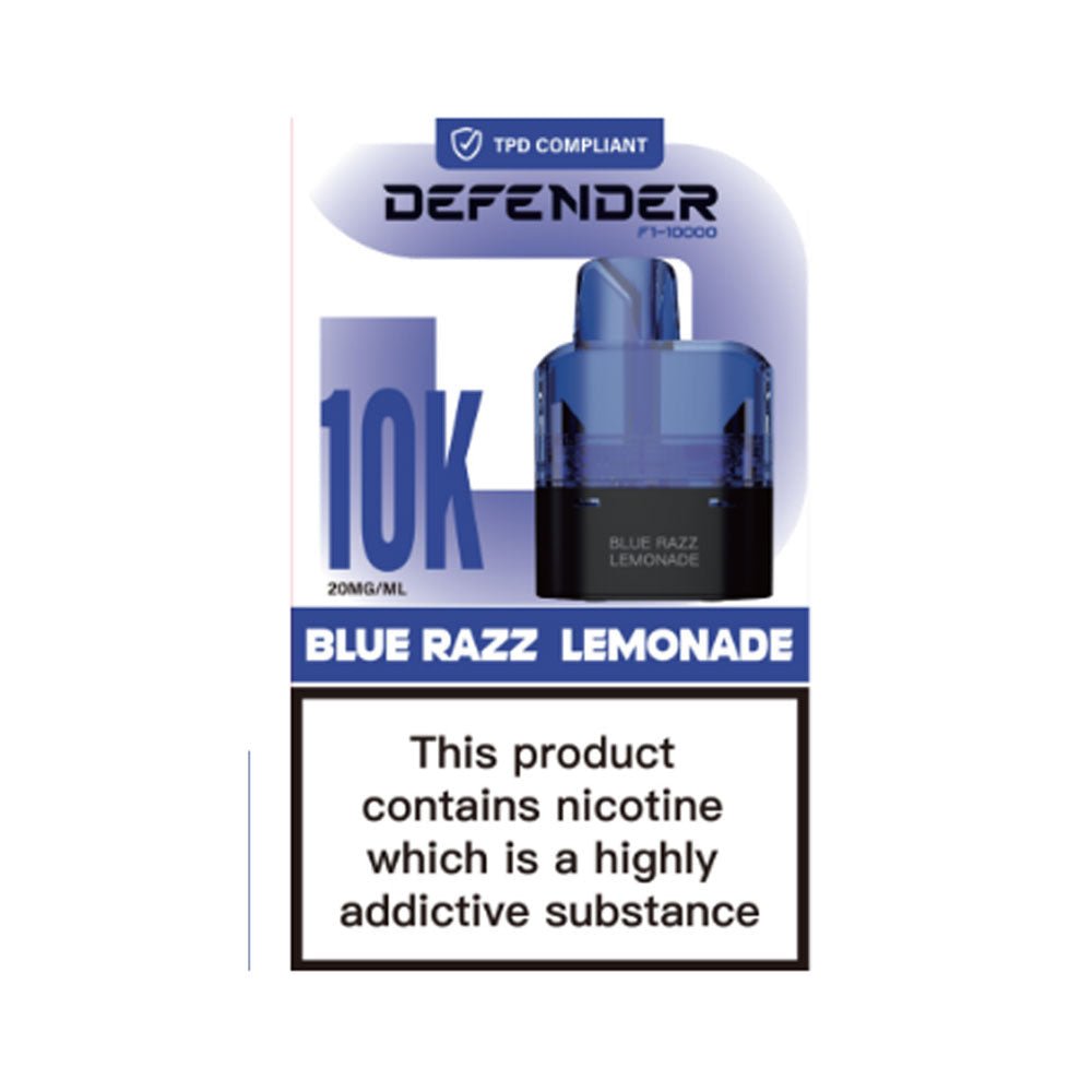Defender F1 - 10000 Replacement Refill Pods ( Box of 10 ) - Blue Razz Lemonade