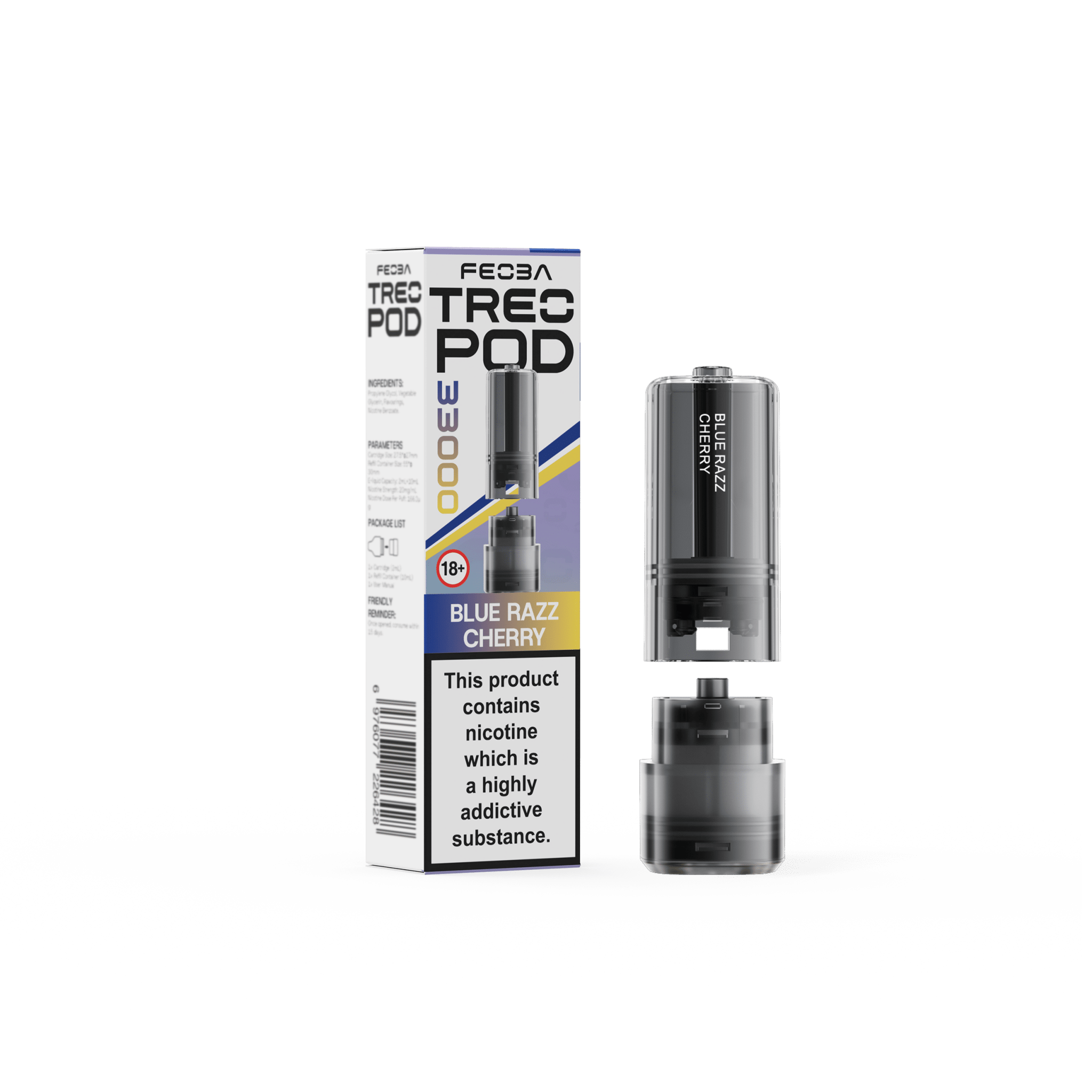 Feoba Treo 33k Replacement Pods Box of 5 - Blue Razz Cherry