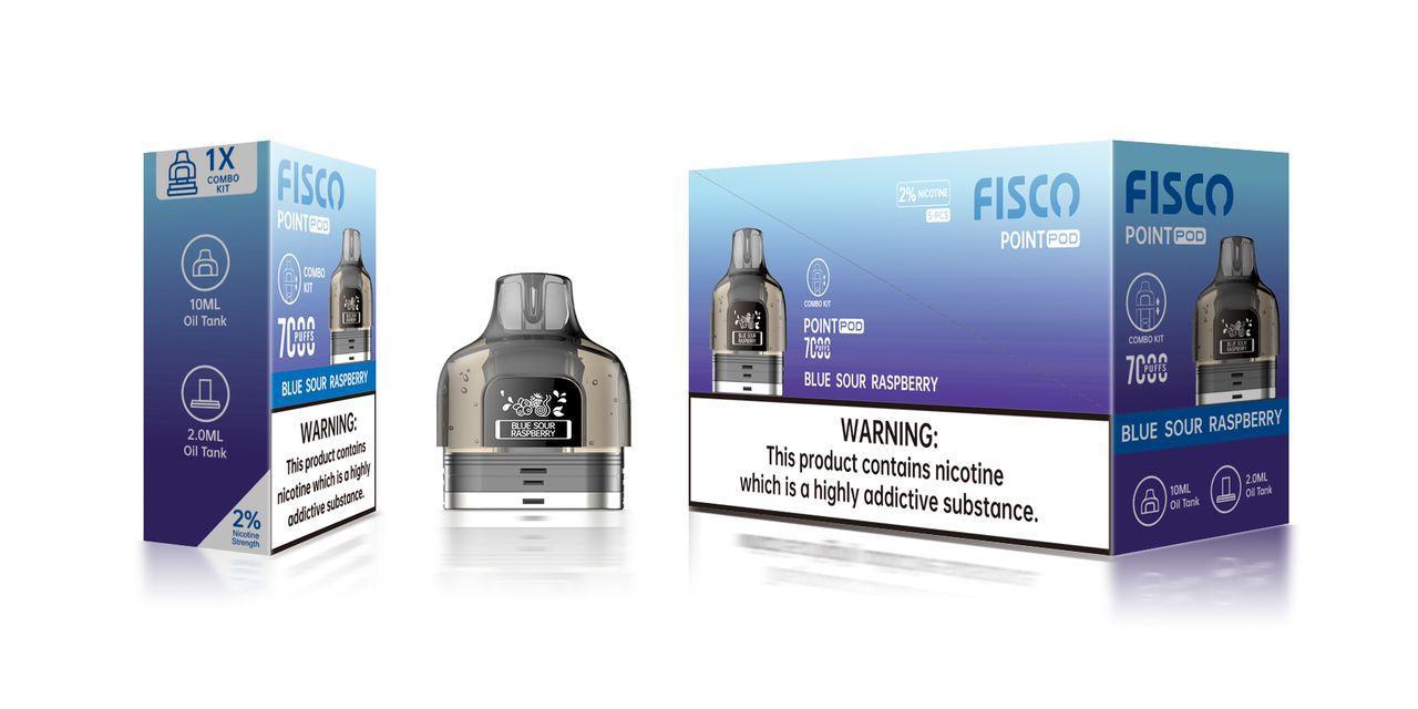 Fisco Point Pro 7000 Replacement Pods Pack of 5 - Blue Sour Raspberry