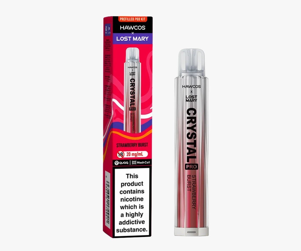 Hawcos x Lost Mary Crystal Pro 600 Prefilled Vape Pack of 10 - Strawberry Burst