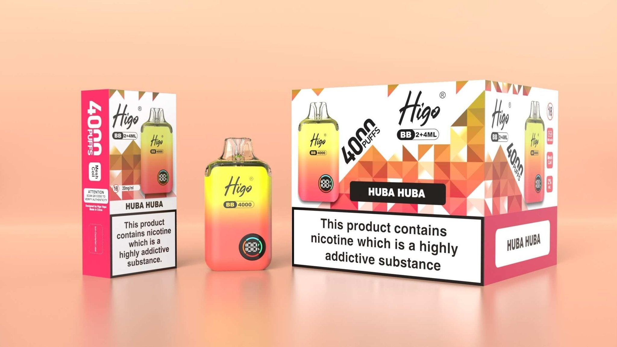 Higo BB 4000 Prefilled Pod Vape Kit Box of 5 - Hubba Bubba