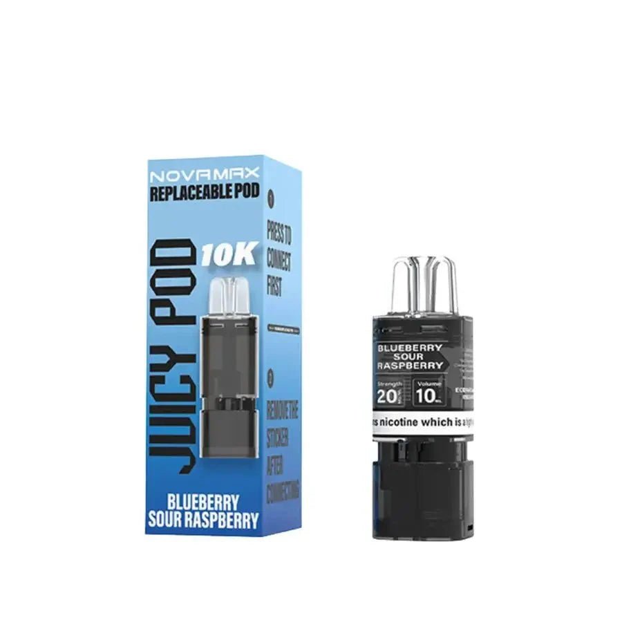Juicy Pod Novamax 10K Replacement Pods Pack of 10 - Blueberry Sour Raspberry