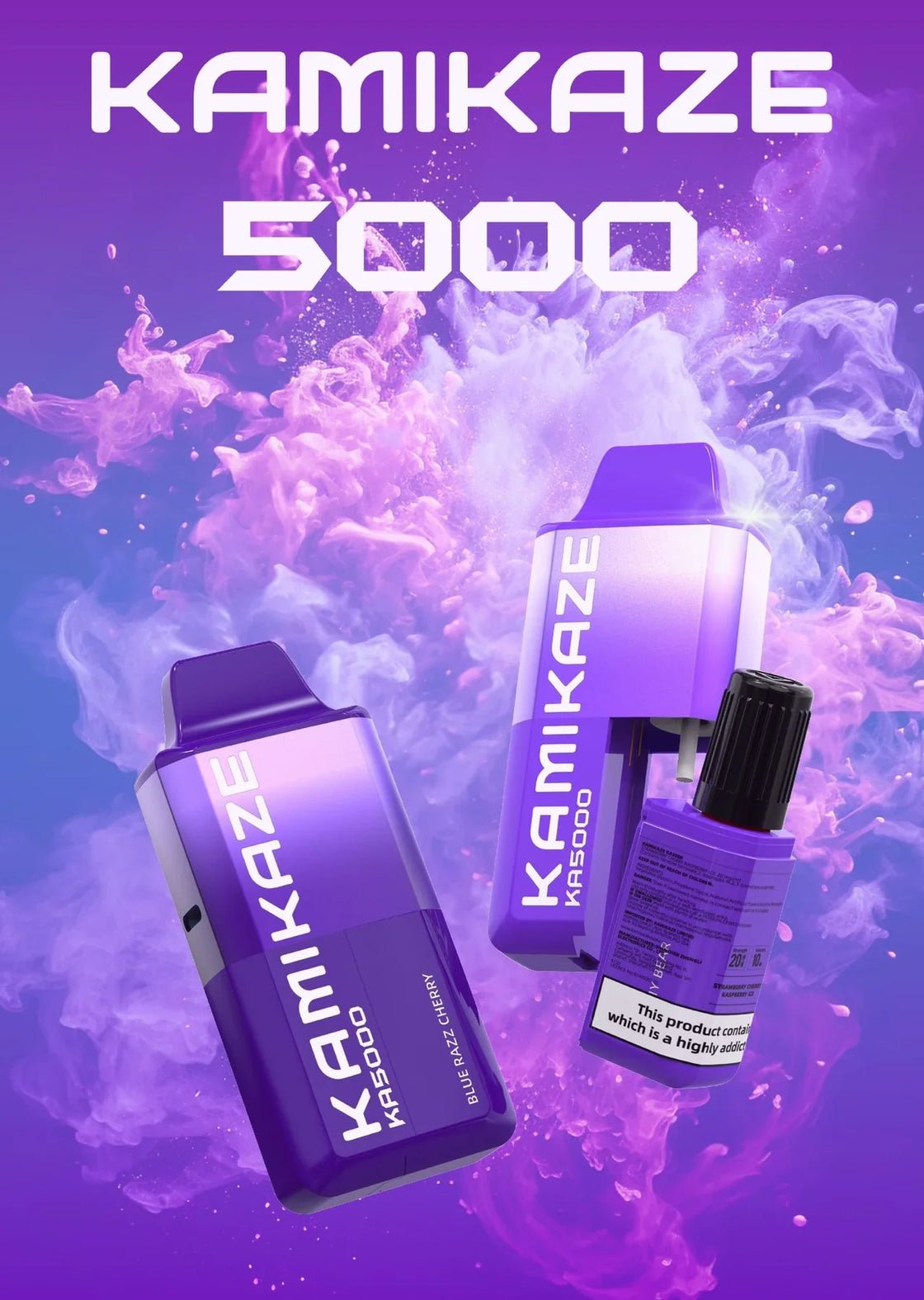 Kamikaze 5000 Prefilled Vape Box of 5 - Blackberry Blueberry Raspberry