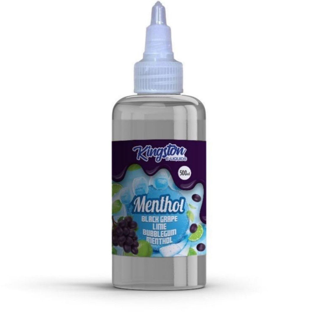 Kingston E - liquids Menthol 500ml Shortfill - Black Grape lime Bubblegum Menthol