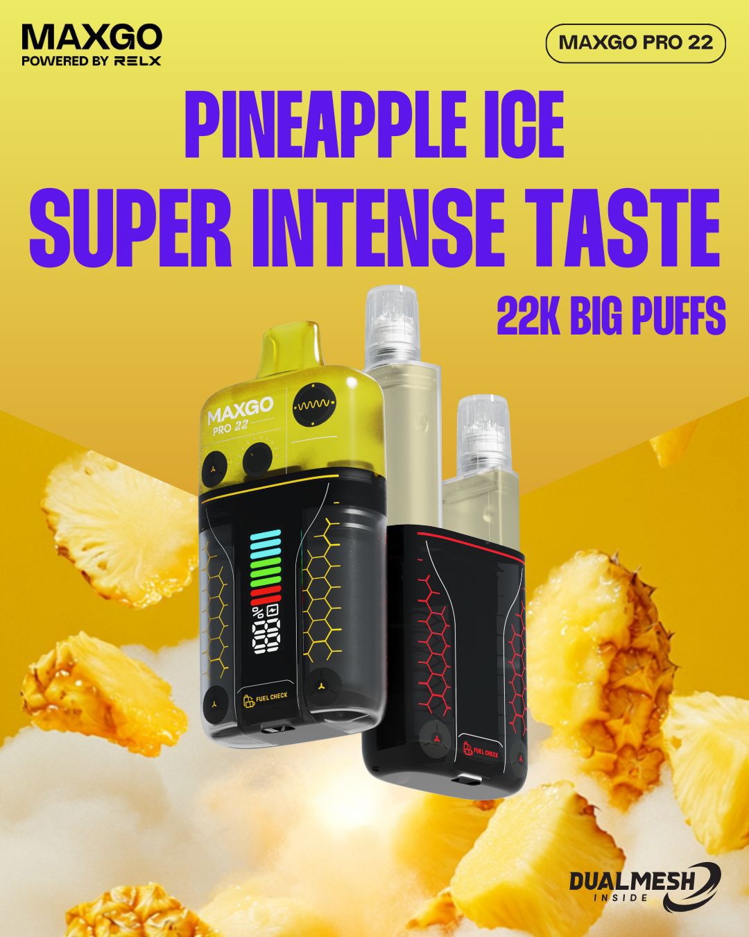 RELX Maxgo Pro 22k Disposable Vape - Box of 5 - Pineapple Ice