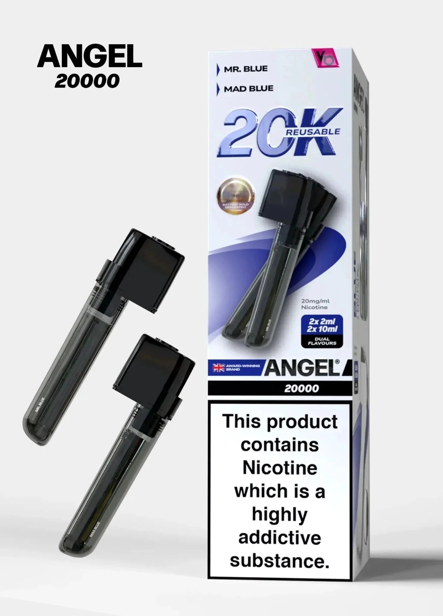 Vapes Bars Angel 20000 Prefilled Pods Box of 10 - Blue Edition